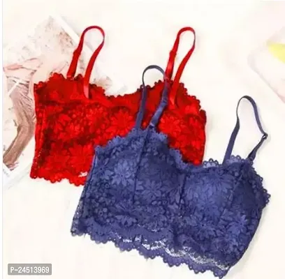 Fancy Net Bralette Lightly Padded Bras For Women Pack Of 2-thumb0