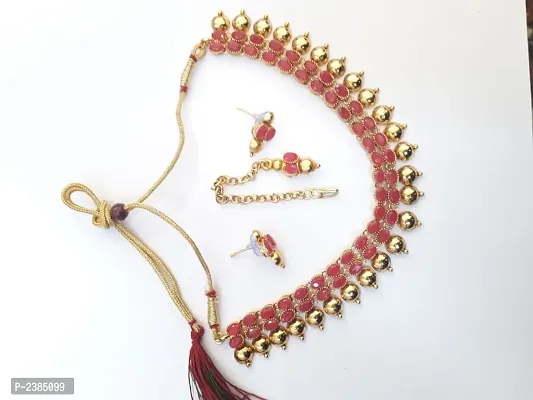Pink Opal Party Wear Jewellery Set