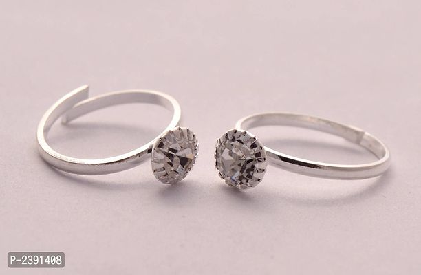 Silver Plated Diamond Toe Ring