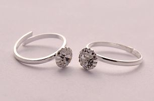 Silver Plated Diamond Toe Ring-thumb1