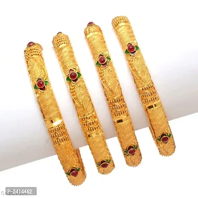 Golden Brass Contemporary Bangle-thumb0