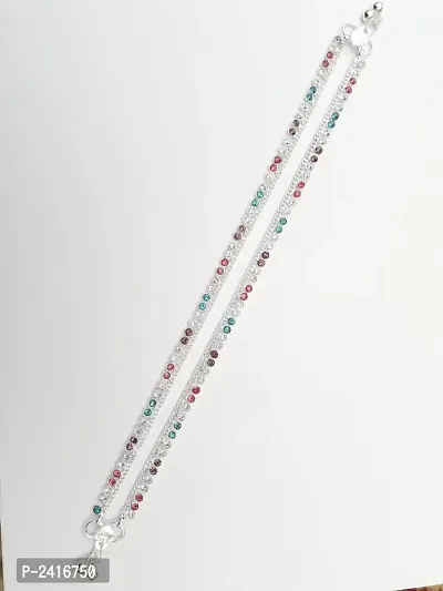 Multicoloured German Silver Anklet-thumb0