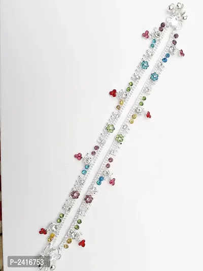 Multicoloured German Silver Anklet-thumb0