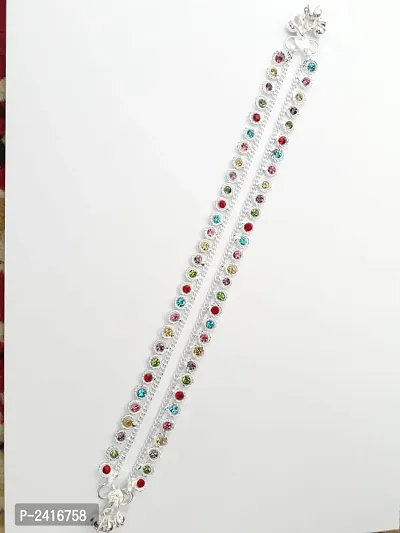 Multicoloured German Silver Anklet