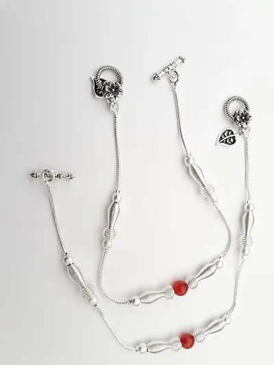 Fashionable German Silver Drop Anklets