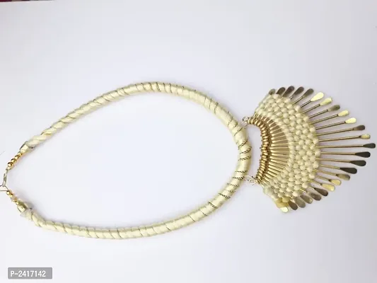 Golden Fabric Tribal Necklace-thumb2