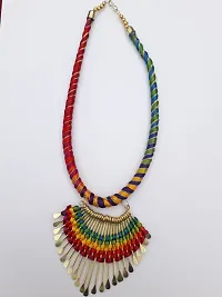 Multicoloured Fabric Tribal Necklace-thumb1