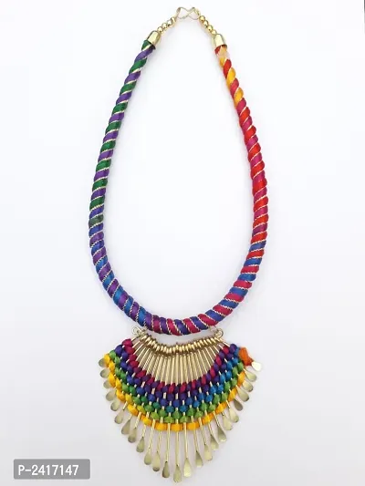 Multicoloured Fabric Tribal Necklace