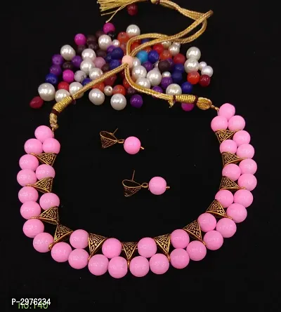 Pink Alloy Jewellery Set