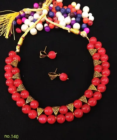 Multicolor Beads Alloy Partywear Jewellery Set