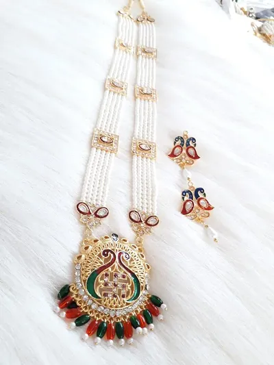 Trendy Pearl Kundan Necklace Set