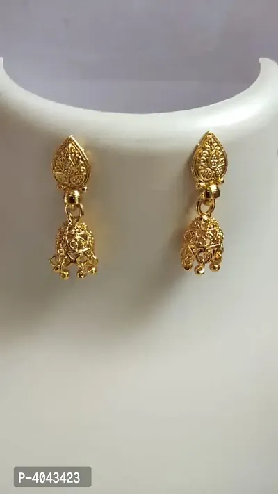 Beautiful Party Wear Golden Brass Jhumkas for Women  Girls