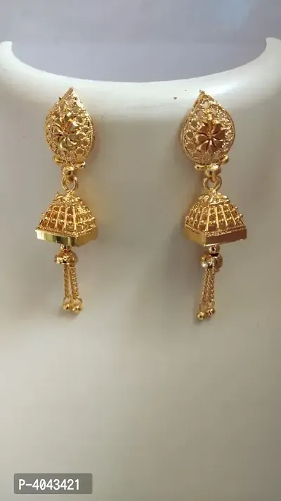 Beautiful Party Wear Golden Brass Jhumkas for Women  Girls-thumb0