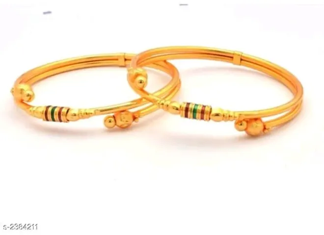 Pair of Traditional Gold Plated Alloy Bangles for Women