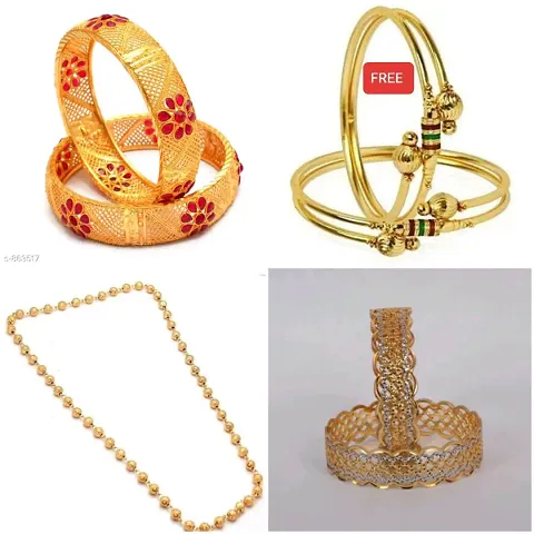 Trendy Designer Alloy Bangle and Chain Set