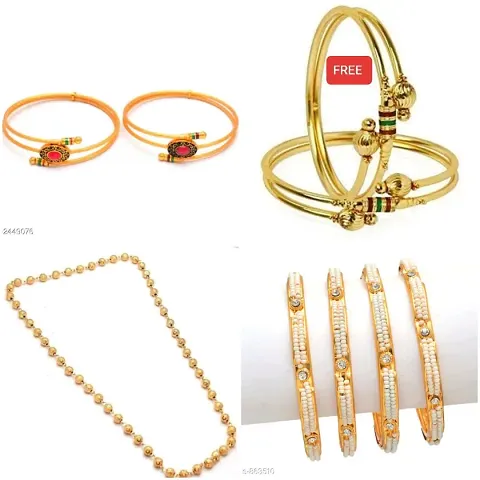 Trendy Designer Alloy Bangle and Chain Set