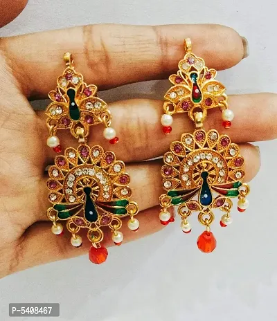 Shimmering Brass Beads Jhumkas Earrings For Women And Girls-thumb0