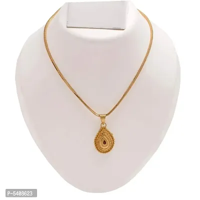 Allure Brass Artificial Stone Crystal Chain With Pendant Set For Women And Girls