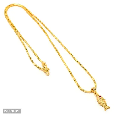 Allure Brass Artificial Stone Crystal Chain With Pendant Set For Women And Girls