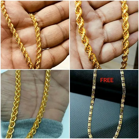 Pack Of 4 Beautiful Gold Plated Alloy Antique Chains For Women