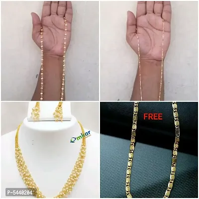 Alluring Gold Plated Alloy Antique Chains For Women And Girls- Pack Of 4