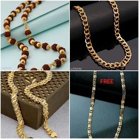Pack Of 4 Charming Gold Plated Alloy Antique Chains For Women
