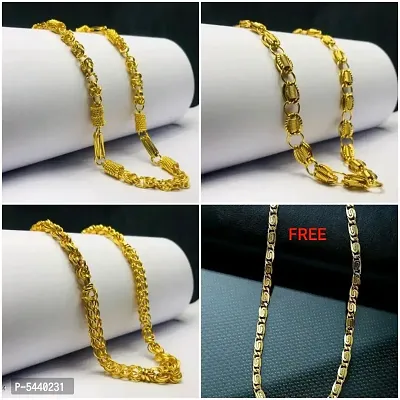 Alluring Gold Plated Alloy Antique Chains For Women And Girls- Pack Of 4