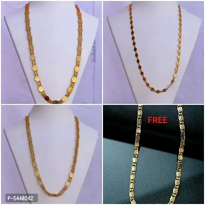 Alluring Gold Plated Alloy Antique Chains For Women And Girls- Pack Of 4