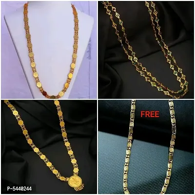 Alluring Gold Plated Alloy Antique Chains For Women And Girls- Pack Of 4