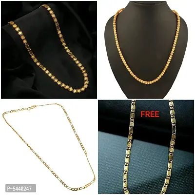 Alluring Gold Plated Alloy Antique Chains For Women And Girls- Pack Of 4