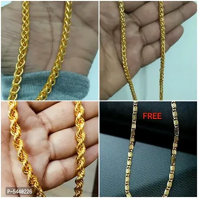 Alluring Gold Plated Alloy Antique Chains For Women And Girls- Pack Of 4