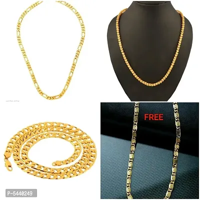 Alluring Gold Plated Alloy Antique Chains For Women And Girls- Pack Of 4