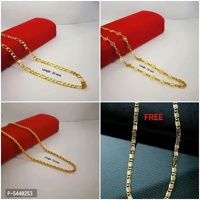 Alluring Gold Plated Alloy Antique Chains For Women And Girls- Pack Of 4