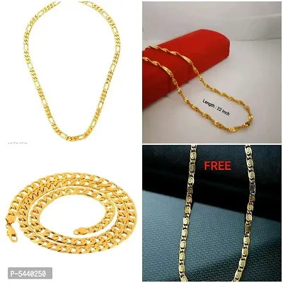 Alluring Gold Plated Alloy Antique Chains For Women And Girls- Pack Of 4