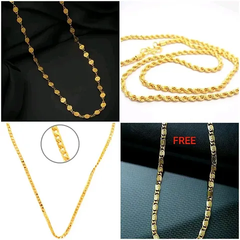 Alluring Plated Alloy Chains For Women And Girls- Pack Of 4