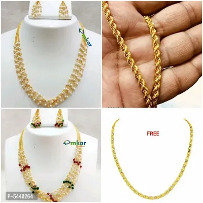 Alluring Gold Plated Alloy Antique Chains For Women And Girls- Pack Of 4-thumb3
