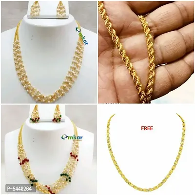 Alluring Gold Plated Alloy Antique Chains For Women And Girls- Pack Of 4-thumb0