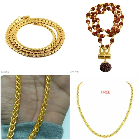 Combo Of 4 Classy Gold Plated Alloy Antique Chains For Women
