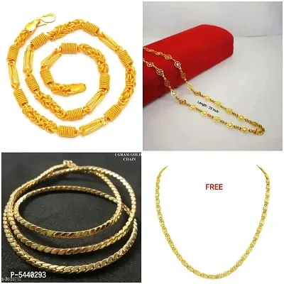 Alluring Gold Plated Alloy Antique Chains For Women And Girls- Pack Of 4