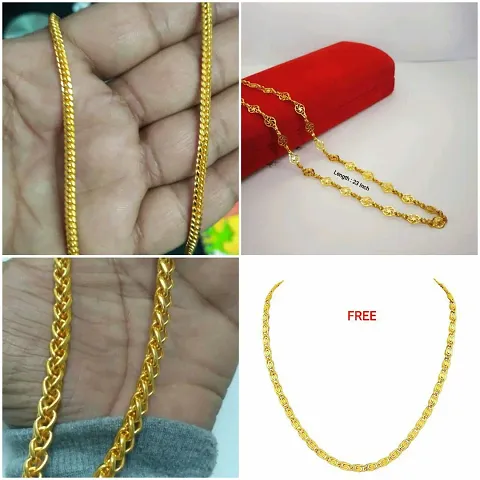 Combo Of 4 Charming Gold Plated Alloy Antique Chains For Women