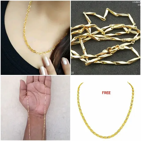 Combo Of 4 Gorgeous Gold Plated Alloy Antique Chains For Women