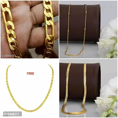 Alluring Gold Plated Alloy Antique Chains For Women And Girls- Pack Of 4