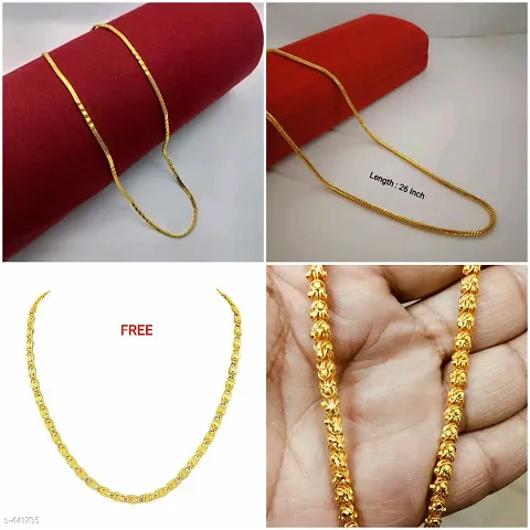 Combo Of 4 Trendy Gold Plated Alloy Antique Chains For Women