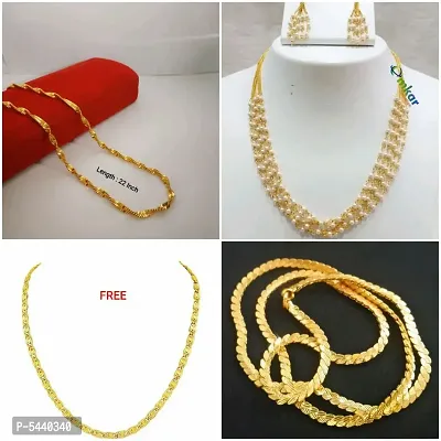 Alluring Gold Plated Alloy Antique Chains For Women And Girls- Pack Of 4-thumb3