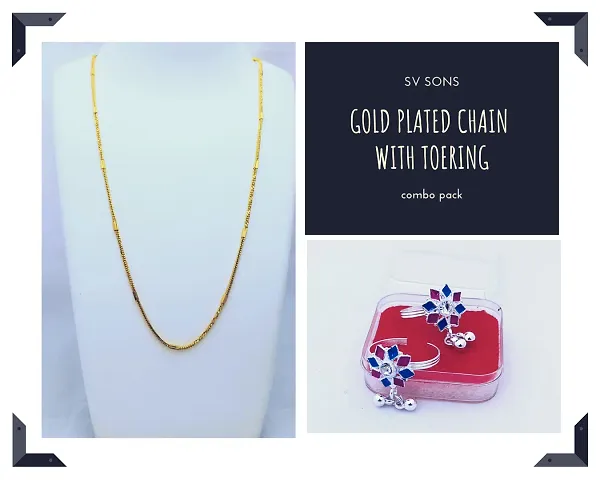 Casualwear Gold Plated Chain with Free Toe Ring Combo