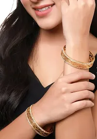 Golden Alloy Contemporary Bangles   Bracelets For Women-thumb1