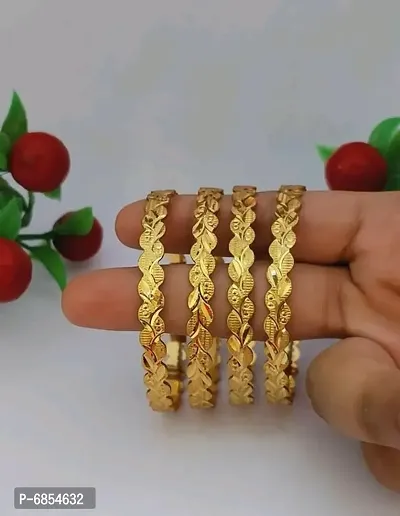 Golden Alloy Contemporary Bangles   Bracelets For Women-thumb2