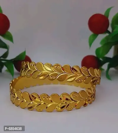 Golden Alloy Contemporary Bangles   Bracelets For Women