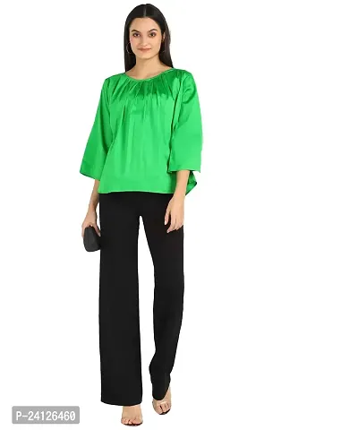 Aboda Casual Regular Sleeve Solid Women Green Top (Light Green, Medium)-thumb4