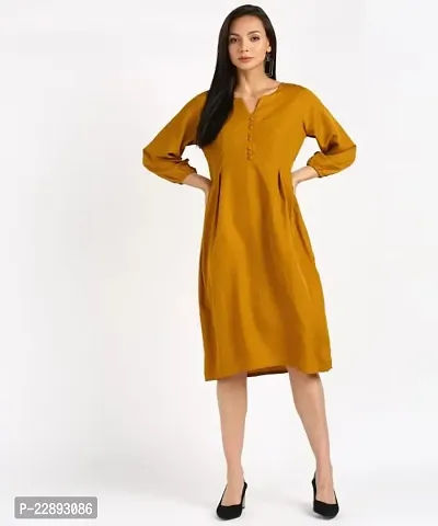 Stylish Yellow Crepe Dresses For Women